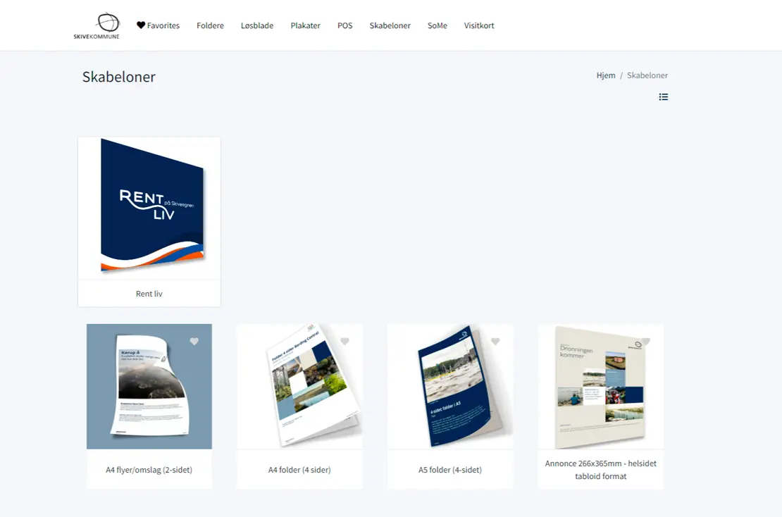 SoMe template brugerflade i Bording Central