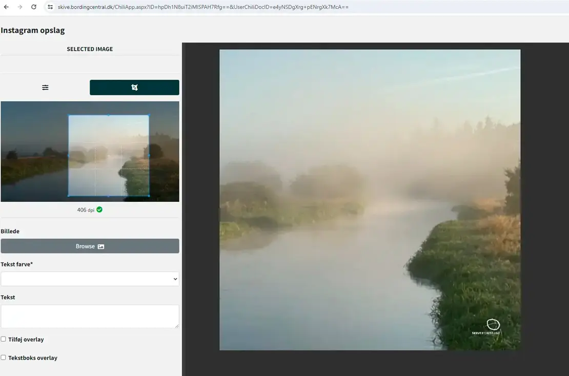 SoMe Instagram skabelon i Bording Central